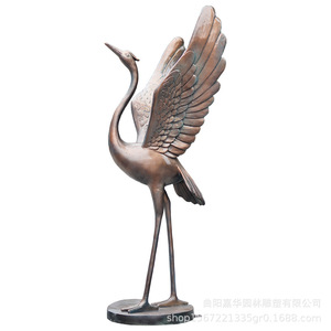 Escultura de grulla de bronce de imitación de fibra de vidrio, resistente a la intemperie, para decoración de jardín y paisaje exterior, escultura de pájaro independiente. - Product Image 5