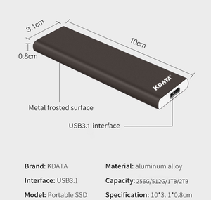 Kdata High Usb 3.2 1000 mt/s 10 Gbit/s Speed Solide State Drive Nvme-Festplatte 256GB 512GB 2TB Externe Ssd 1TB - Product Image 5