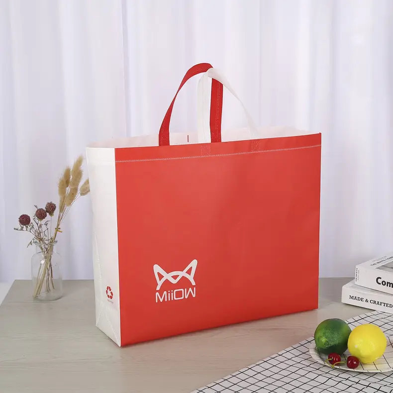 Bolsas de compra de moda no tejidas con impresión de color laminada, bolsas de compra impermeables, pp, no tejidas, personalizadas