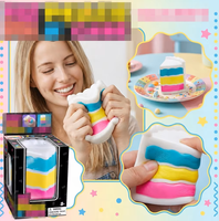 Jouet à presser en forme de gâteau sandwich coloré pour adultes, jouet anti-stress, jouet sensoriel doux pour les doigts, cadeau