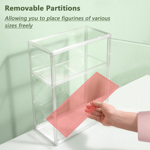Display Case akrilik untuk koleksi <span class=keywords><strong>3</strong></span> tingkat Figure Display Case dengan <span class=keywords><strong>2</strong></span> piring bergerak Display bening Case untuk angka stiker - Product Image 3