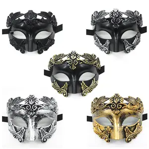 Egypt Style Men's Greek Roman Venetian Lace PVC Half Face Masquerade Mask High Quality Cosplay Costume Halloween Party Favors