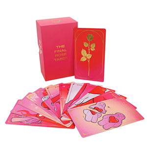 OEM stampa personalizzata all'ingrosso rosa rosa amore stampa la tua scatola mazzi di carte di <span class=keywords><strong>tarocchi</strong></span> con bordo in lamina d'oro con guida - Product Image 4