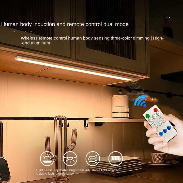 China Factory Led Motion Sensor Under Cabinet Light Built-in Rechargeable Battery Motion Detector Lights Three-color Lighting