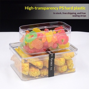 Boîte à biscuits rectangulaire personnalisée OEM avec couvercle en ruban transparent, boîte d'emballage alimentaire en plastique rigide de qualité alimentaire - Product Image 2