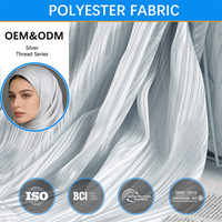 Tissu Hijab en Chiffon de Polyester Jacquard à Rayures Argentées A3, Antistatique et Respirant pour la Confection de Thobe, Jilbab et Vêtements