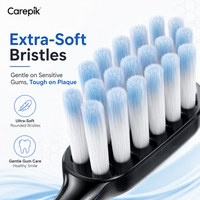 Brosse à dents Carepik en aluminium, poils souples, élimination de la plaque dentaire, professionnelle, batterie rechargeable, étanche IPX7, sonique magnétique