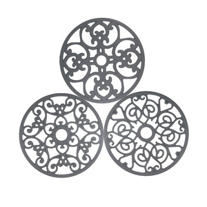 Juego de posavasos de silicona tradicional de 3 piezas de estilo americano europeo, almohadilla de maceta Jacquard para Amazon, soporte de placa europea, aislamiento <span class=keywords><strong>Lea</strong></span> - Product Image 6