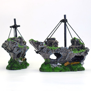 Mini Resina Navio Pirata para Aquarium <span class=keywords><strong>Decor</strong></span> Fish Tank Paisagismo Hideout House - Product Image 4