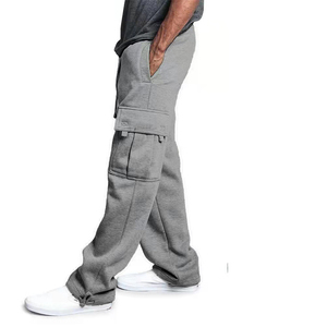 Pantaloni Cargo Oversize <span class=keywords><strong>Grigi</strong></span> con 6 Tasche Personalizzati per <span class=keywords><strong>Uomo</strong></span> <span class=keywords><strong>Joggers</strong></span> Dritti Stile Streetwear - Product Image 3