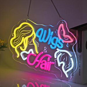 Wigs & Hair Letreros Neon LED indoor hanging ambient light shop <b>sign</b> wall decoration light entrance indicator light Customized - Product Image 4
