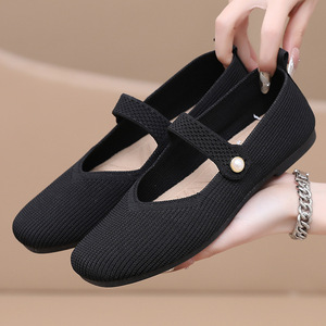 Diseño coreano verano Casual Mary <span class=keywords><strong>Jane</strong></span> de punto único plano suave princesa muñeca zapatos caminar diario mujeres Ballet vestido zapatos - Product Image 4