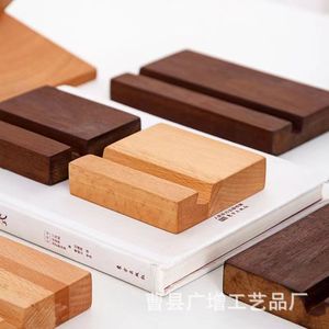 Solid Wood Phone <b>Stand</b> Tablet Holder Beechwood Black Walnut Office Desktop Base Portable Wooden Square Design - Product Image 1
