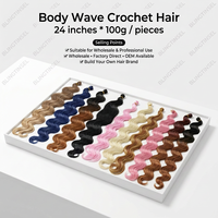 Extensions de cheveux synthétiques en fibre haute température, ondulées, 24 pouces, pour crochet, 100g, vente en gros