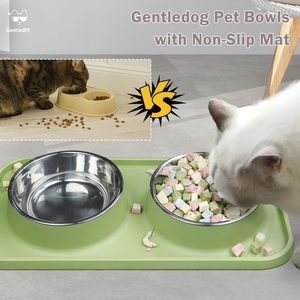 Ensemble de gamelles automatiques pour chien, luxueuses, écologiques, double gamelle, silicone antidérapant, acier inoxydable arrondi, pour extérieur/voyage - Product Image 6