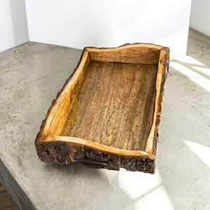 Natural Live Edge Wooden Serving Tray Rustic Tree Bark Wood <b>Platter</b> for Dining Table Decor and Serving Wholesale - Product Image 1
