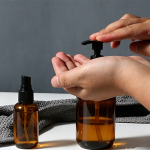 Amber PET <b>Plastic</b> Bottles 2OZ 4OZ 8OZ With Lotion Pump And Spray <b>Cap</b> For Cosmetic Use - Product Image 2