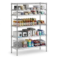 Étagère de rangement modulaire en métal chromé pour usage commercial léger, certifiée NSF, pour l'organisation de marchandises en magasin et en vente au détail
