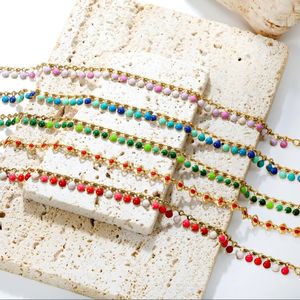 Pulsera de Cuentas de Esmalte Coloridas para Mujer, Aleación de Zinc, Acero Inoxidable 18k, Joyería de Regalo, Pulseras de Cuentas a la Moda - Product Image 1