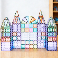 Magplayer Bloques de Construcción Magnéticos 3D, Juguetes Educativos de Construcción, 120 Piezas de Fichas Magnéticas Transparentes para Niños
