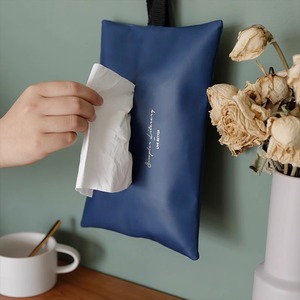 Leather Car Tissue Bag Hanging Cover For Pull Out Tissues Automotive Use - Product Image 1