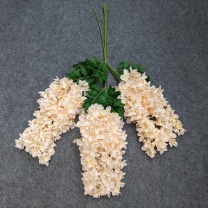 Fleur de glycine artificielle en soie faite à la main, à trois branches, couleur violette, pour décoration de plafond de maison ou de mariage, fleurs de glycine en forme de haricot - Product Image 4