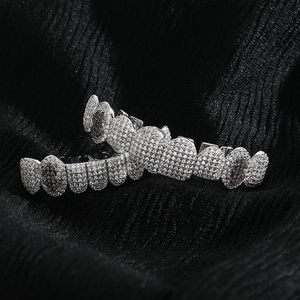 G028 <span class=keywords><strong>Grilz</strong></span> Hip Hop pour 8 dents supérieures et 8 dents inférieures avec symboles colorés entièrement sertis de CZ pour hommes et femmes, cadeau - Product Image 6