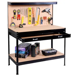 Metal Garage Workshop Work Bench Table Workstation DIY Workbench Steel Tool Storage Workbenches with Single Drawer