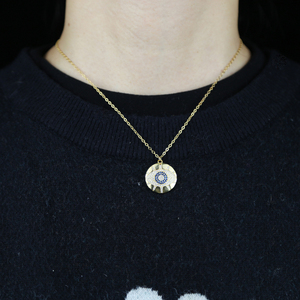 Promotion <span class=keywords><strong>oeil</strong></span> <span class=keywords><strong>turc</strong></span> gravé rond pièce pendentif plaqué or pavé cz <span class=keywords><strong>oeil</strong></span> collier - Product Image 4