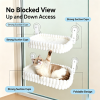 Hamac de fenêtre pour chat en gros avec 4 ventouses puissantes, lit pliable en peluche pour chat d'intérieur, OEM ODM personnalisé