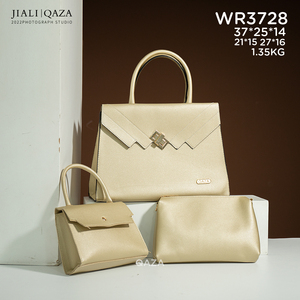 Jiali QAZA 대용량 리치 패턴 여성용 3 피스 레이디 핸드백 맞춤형 인쇄 로고 자수 PU 소재 후크 루프 - Product Image 4