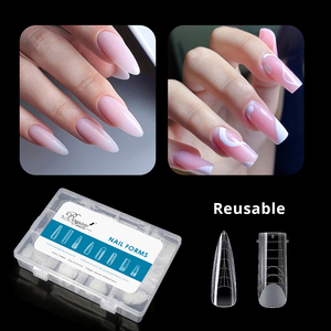 Personalizado 8 tipos de formas duales francés 4 poli gel <span class=keywords><strong>x</strong></span> silicona almohadillas consejos guías Sistema de uñas - Product Image 4