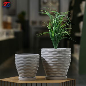 Pot de <span class=keywords><strong>fleurs</strong></span> en céramique blanche, <span class=keywords><strong>grand</strong></span> et petit format, avec plateau, pour balcon et jardin intérieur - Product Image 2