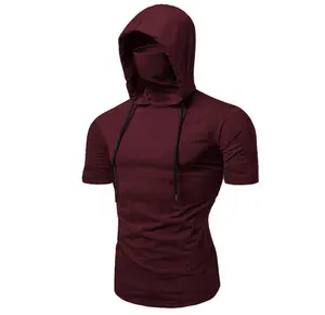 Custom 95% cotton 5% spandex t shirt with hood branded clothes bulk-wholesale-clothing high quality clothing brands men