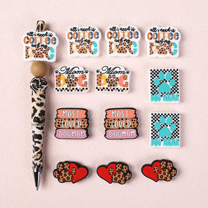 Wholesale Custom Dog Claw Square <b>Silicone</b> Beads Pens DIY Beadable Crafting Pens with Focal Beads Keychain Beads <b>Colorful</b> - Product Image 3