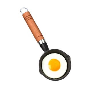 Sartén antiadherente de hierro fundido más vendida, sartén no recubierta <span class=keywords><strong>para</strong></span> huevos fritos, sartén <span class=keywords><strong>para</strong></span> bistec frito, sartén de hierro fundido con mango de madera - Product Image 2