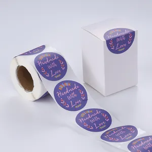 Wholesale Adhesive Round Labels Flower Custom Vinyl Roll Thank You Stickers For Decoration