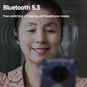 Şarj edilebilir görünmez kulak içi kulaklık dijital işitme cihazları 16 kanal mavi-diş 5.3 ses amplifikatörü