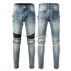 Nuovi Jeans da <span class=keywords><strong>Uomo</strong></span> 2024, <span class=keywords><strong>Elasticizzati</strong></span>, Slim Fit, Stampati, Strappati, Artistici, Effetto Invecchiato, <span class=keywords><strong>Pantaloni</strong></span> Casual Dritti con Graffiti, Stile Gotico - Product Image 6