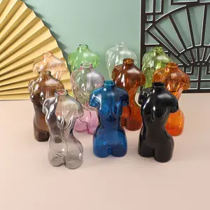 Creative women body shape desktop colored glass vase home decoration female body glass vase supplier