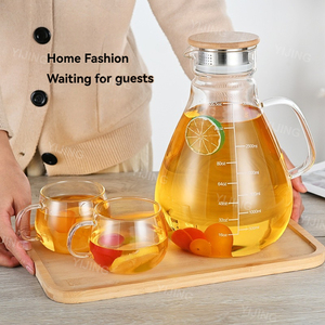 <span class=keywords><strong>Carafe</strong></span> en verre transparent durable et résistante à la chaleur avec poignée, écologique, pour servir de l'eau froide, du jus et des boissons à la maison ou au restaurant - Product Image 5