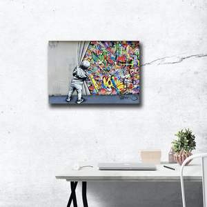 Toile murale d'art pop de <span class=keywords><strong>Banksy</strong></span>, graffiti de rue, affiche cool, peintures encadrées 16x24 pouces, décoration intérieure chinoise - Product Image 3