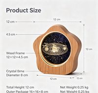 Lampe de table LED personnalisée en forme de fleur avec cadre en bois, gravure laser 3D sur cristal, système solaire et galaxie