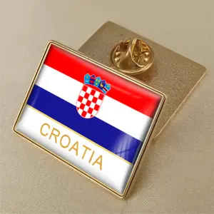 Bandera de alta calidad de Croacia cristal gel gota insignia broche bandera insignias de todos los países del mundo