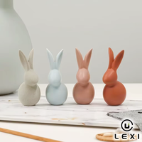 Figurine de lapin en céramique de style nordique aux couleurs pastel pour la décoration de la maison, l'étagère du salon ou comme cadeau de Pâques