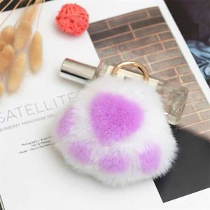 Dễ thương Fluffy mèo claw Keychain mô hình Kawaii gấu Paw Pom Pom Móc chìa khóa động vật xinh đẹp Paw đồ chơi sang trọng quyến rũ xe Keyring Mặt dây chuyền - Product Image 5