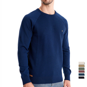 เสื้อสเวตเตอร์ผู้ชายสีน้ำเงินกรมท่า คอวี แขนยาว ทรงปกติ ระบายอากาศได้ดี พิมพ์ลายดิจิทัล ผ้าฝ้าย สำหรับฤดูหนาว - Product Image 2