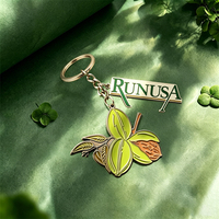 Llavero Personalizado de Aleación de Zinc con Diseño Botánico Ecológico, Pintura Horneada, Logotipo y Eslogan Personalizados para Eventos de Promoción Corporativa