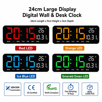 Jam Dinding Digital LED Layar Besar Sederhana AIKS Multi Data Temperatur Tanggal Hari Kerja Jam Meja Dua Alarm Timer OEM