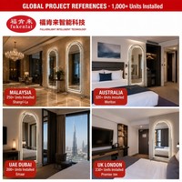 Miroir sur pied en forme d'arche pour hôtel, avec cadre en métal, éclairage LED, miroir pleine longueur avec roulettes